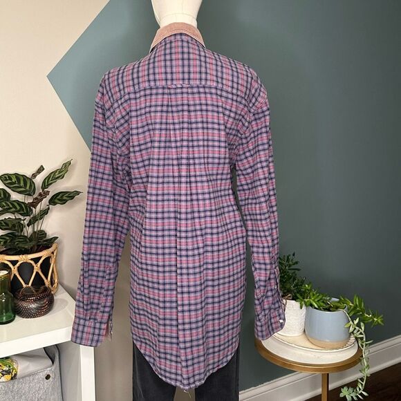 Vintage Eddie Bauer Bainbridge Flannel Shirt M - Corduroy Collar 90s Outdoorsy - Picture 4 of 10